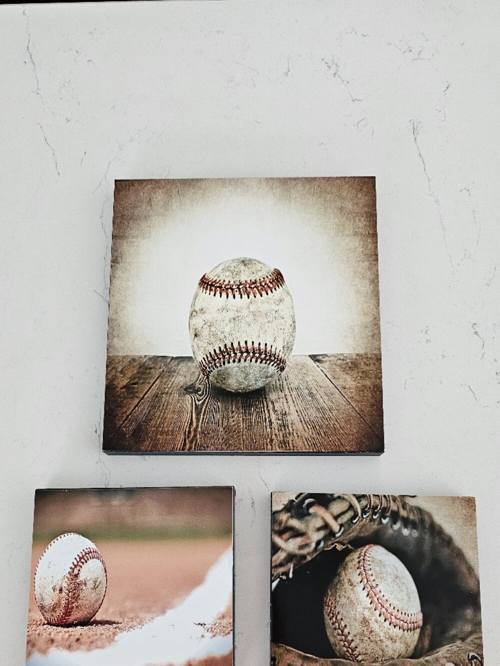 Vintage Look Baseball Wood Wall Plaques Lot of 3 - Sports Decor Glossy 8x10 5x7